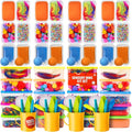 Sensory Kit for Toddlers and Kids - Includes 6 Bins with Lids, Play Tools, Sand, Feathers, Clay, Color Beads and Pom Poms Kids Box Fillers (4 Pack)