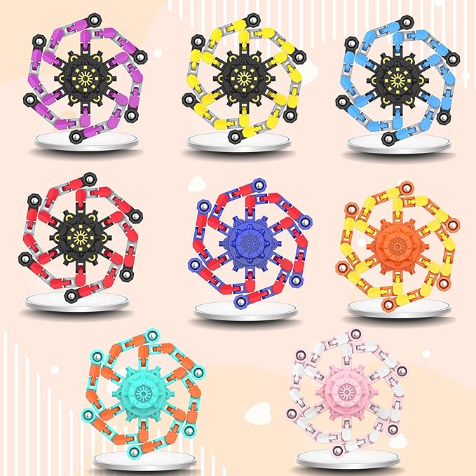 Transformable Fidget Spinners,Funny Stress Relief Sensory Fidget Toys,Deformable Chain DIY Robot Fingertip Gyros Toys Birthday Party Favors Easter Basket Stocking Stuffers for Kids and Adults (24PC)
