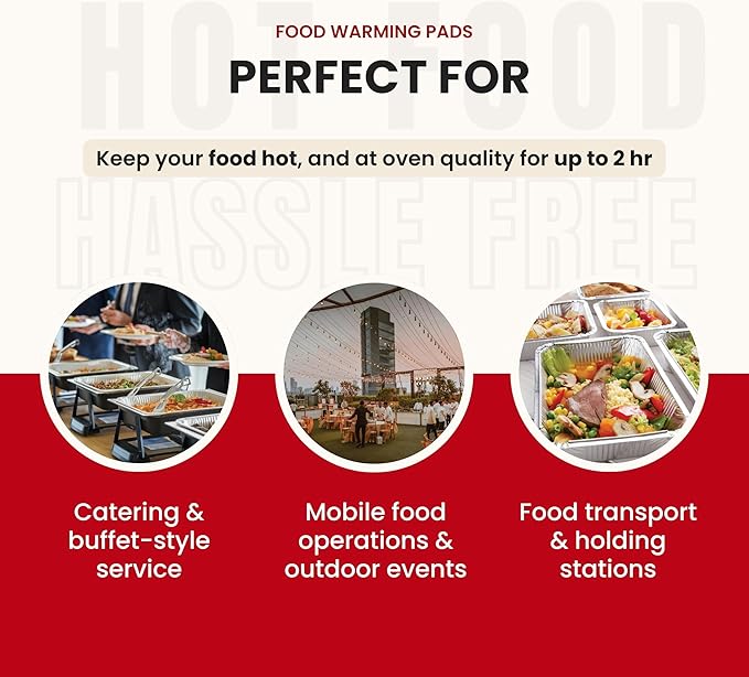Flameless Food Warming Pads (Pack of 2) - Food Warmers for Parties Buffet Disposable - Party Buffet Servers and Warmers for Half Size Pans - Heating Pads for Chafing Dish- Must-Have Catering Supplies