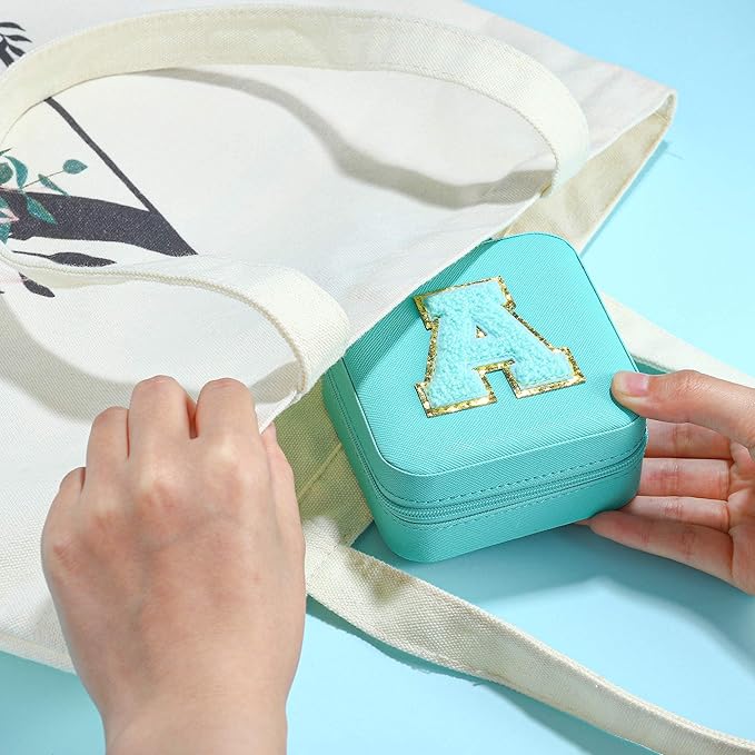 Parima Small Jewelry Box for Girls, Travel Initial Jewelry Boxs for Girls | Small Jewelry Organizer Box | Travel Jewelry Case Jewelry Organizer | Mini Jewelry Case - Letter G, Aqua Blue