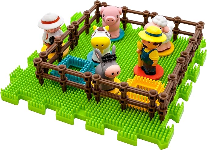 PicassoTiles PTB100 100pcs Hedgehog Shape 3D Building Blocks Tiles Farm Theme Set Learning Playset STEM Toy Set Educational Kit Child Branin Development Preschool Kindergarten Toy