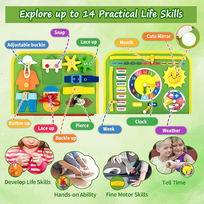 Toddler Busy Board, Farm Busy Book Montessori Toys for 1 2 3 4 Year Old, Sensory Board Preschool Learning Toy Activity Books Birthday for Girls Boys, Travel Toys for Airplane Car