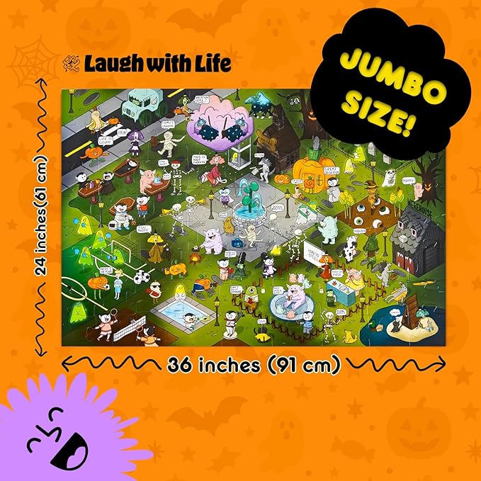 Halloween Joke Puzzle – 72pcs Halloween-Themed Kids Jigsaw Puzzle for Adults, Extra Large Floor Puzzles for Kids Ages 5+, Fun Adult Puzzles & Toddler Educational Toys (24" x 36")