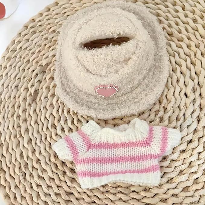 17cm Pink Doll Clothes Set, 6.7 Inches Cute Doll Clothes for Popular Dolls Accessories, Party Dress Up Clothes for Cartoon Doll(NO Doll)