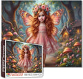 Tucocoo Forest Fairy Puzzles for Adults 1000 Piece, Fairy Girl in Pink Dress – Fantasy Jigsaw with Mushrooms and Cottage, Whimsical Woodland Scene Puzzle Gift for Women and Teens, Challenging Puzzles