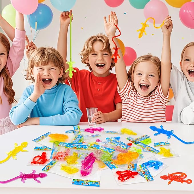 40pcs Sticky Gecko Toys Party Favors Kids Goodie Bag Stuffers Sticky Finger Bulk Stretchy Lizard Toys Treasure Box Prize Pinata Fillers Classroom Rewards Birthday Party Supplies Treat Toddler Boy Girl