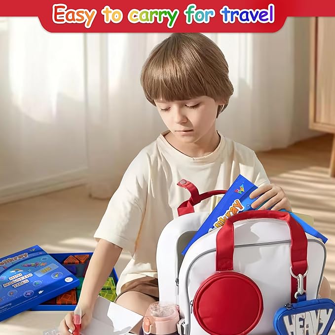 Mini Magnetic Tiles 36pcs, Travel Kids Toys STEM Magnet Toy for Toddler Magnetic Blocks Building Preschool Learning Sensory Montessori Toy for 3+ Year Old Boys and Girls