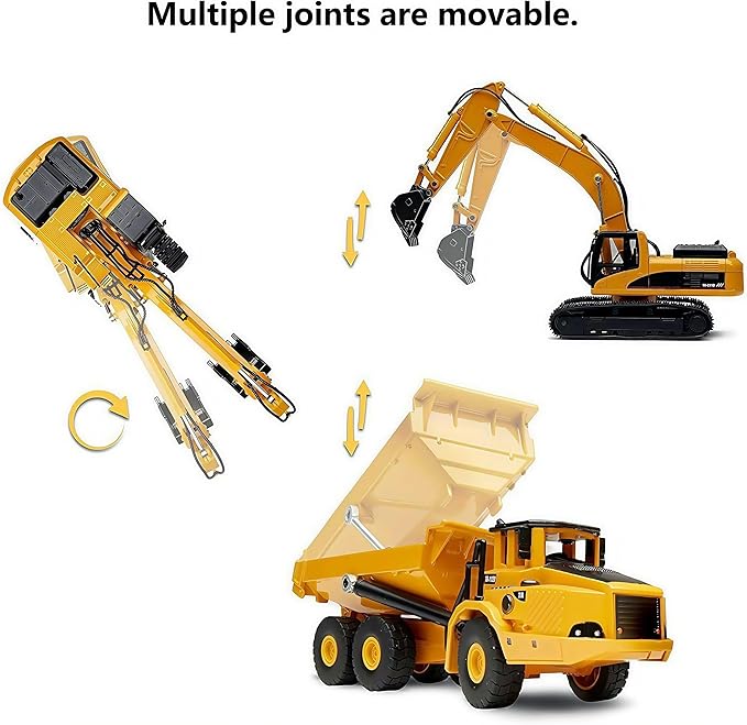 Gemini&Genius 2Pcs Construction Vehicle Toys Dump Truck and Excavator Set Heavy Metal 1/50 Scale Digger and Dumper Diecast Engineering Vehicle Toys for Kids and Decoration House