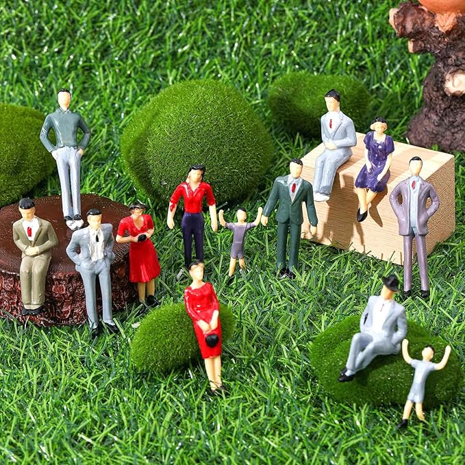 30 Pcs Mini People Figurines 1: 30 Scale Tiny People Model Miniature Sitting and Standing Little Plastic Figurines for Miniature Scenes
