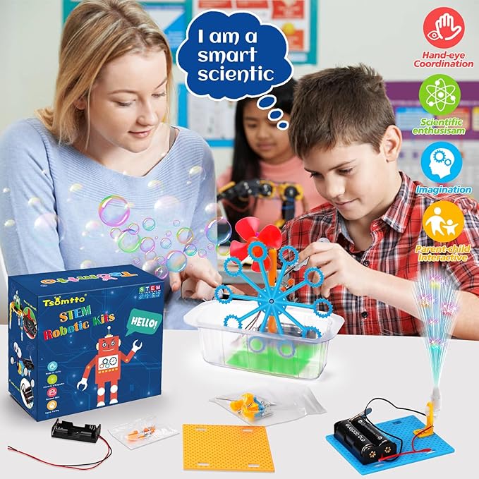 STEM Robotics Kit 6 Set Science Experiments Project Activities Toys for Kids 8-12 Engineering Building Electronic Motor Robot Kid Craft Boy Girl 8 9 10 12 Year Old Gift Summer Outdoor Toy