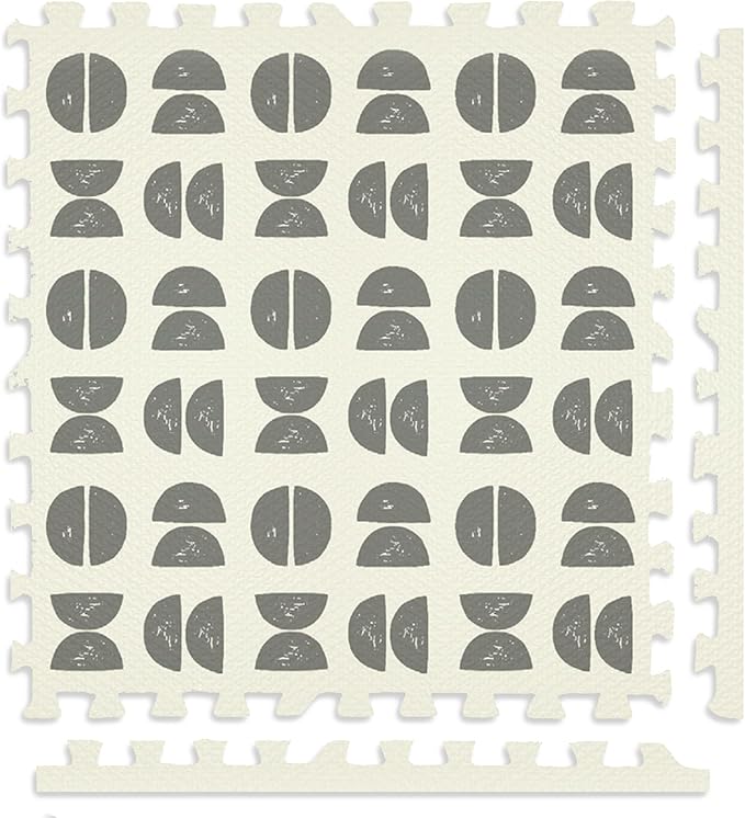 Play Platoon Non-Toxic Large Kids Mats for Floors, 9 Tile 72 x 72 inch, Extra-Thick Interlocking Tiles, 24 x 24 in. Puzzle Mat Pieces with Border, Neutral Playmat Rug for Toddlers & Children
