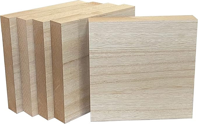 5 Pack Thick MDF Wood Blocks Unfinished Wooden Squares for Crafts Memorial Sign(6x6x1 in)