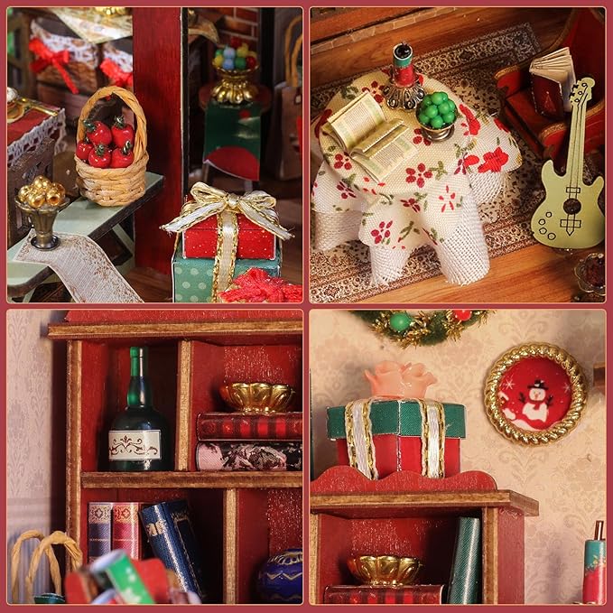 2025 New Christmas Miniature House Kit, Tiny House Kit with Music and Light, DIY Mini House Building Kits for Adults to Building, Unique Gift for Birthday Christmas, Winterfest Have