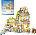 Creative Brick Box Street View-Coffee Shop Mini Building Toy Animals Interactive for Kids, Simulation Architecture Toy for Girls and Boys Ages 6+ - Gift Easter, Birthday, Christmas (1077 PCS)