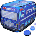 Playbees Police Car Pop Up Play Tent with Sound Button Super Hero Playhouse for Interactive Fun Play Toys & Gifts for Kids Toddlers Boys Girls Pop Up Car Tent Foldable Quick Setup - Indoor & Outdoor