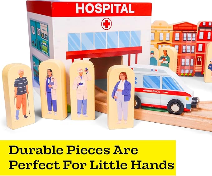 48 Pcs Wooden Community Helpers People Figures - Little Town People Wood City Set for Kids & Toddlers at Home and School - Pre K Classroom & Preschool Play Pretend Toy Folk