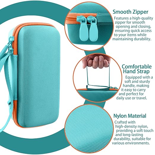 co2CREA Hard Case for 3Doodler Start+ Essentials (2024) 3D Pen Set - Storage Organizer with Custom Slots for Art Activity Set, Printing Filament Refill and USB Charger, Mint Green Case + Orange Zipper