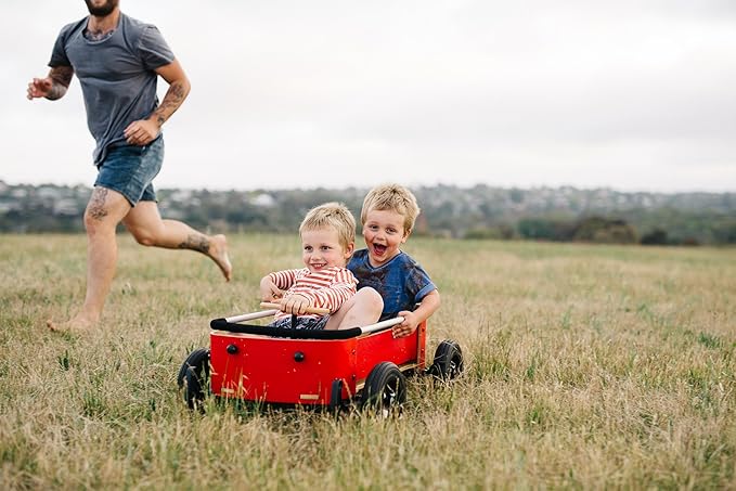 Wishbone Wagon 3in1, My First Wagon in Classic Red for Outdoors, Soap Box Racer and Foot to Floor Car, Push and Pull, Ages 12 months to 10 years