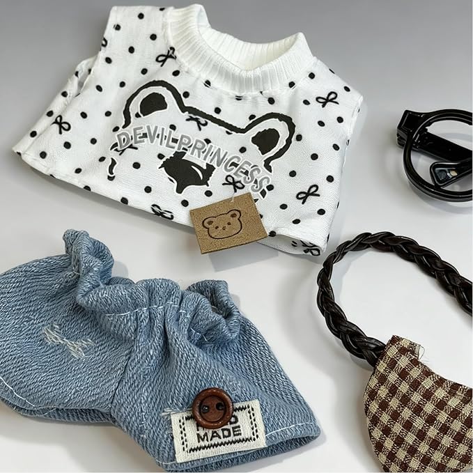 17cm Doll Clothes Set Luxurious Chic Fashion Ensemble with Stylish Accessories for Adorable 17cm Dolls Soft Fabric Dress-Up Sets with Playful Designs, Easy to Wear (Doll Not Included)