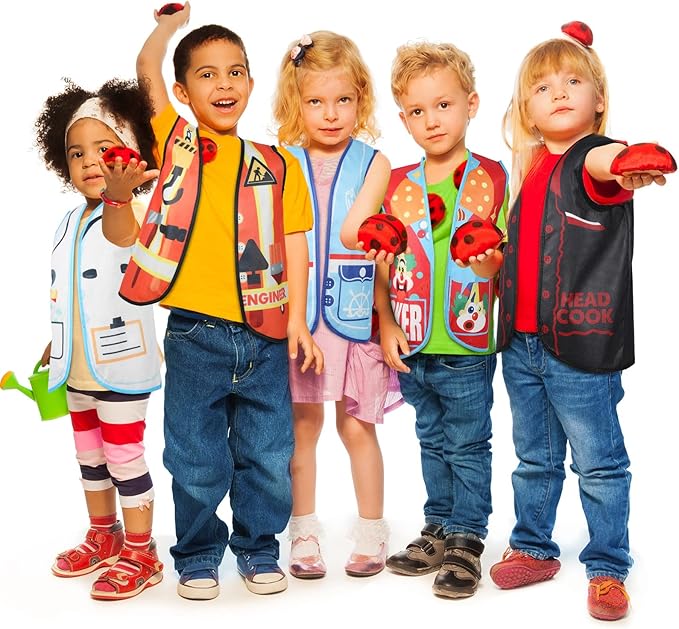 13 Pieces Kids Dress up Clothes, Toddlers Community Helper Dress up Vest, Career Role Play Costumes, Cosplay Clothes for Girls and Boys Pretend Play Party Supplies, 13 Styles