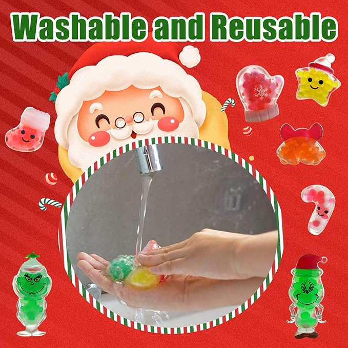 Christmas Squishy Stress Balls Fidget Toys – Sensory Stress Relief Squishy Fidget Toys ,Party Favors for Kids 4-8 8-12, Christmas Stocking Stuffers, Classroom Rewards, and Gift Bag Fillers (42PCS)