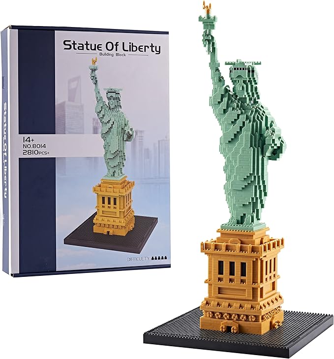 YaJie Statue of Liberty Mini Blocks Set (2810 PCS), Educational Architecture Model Kit for Teens & Adults, Creative DIY Landmark Building Toy, Ages 14+