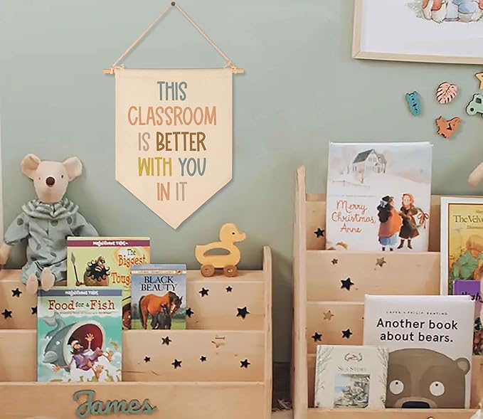 This Classroom Is Better With You In It-Classroom Décor-Classroom Poste-Playroom Décor-Child Art-Canvas Hanging Pennant Flag Banner Wall Sign Decor Gift-Birthday Christmas Gift