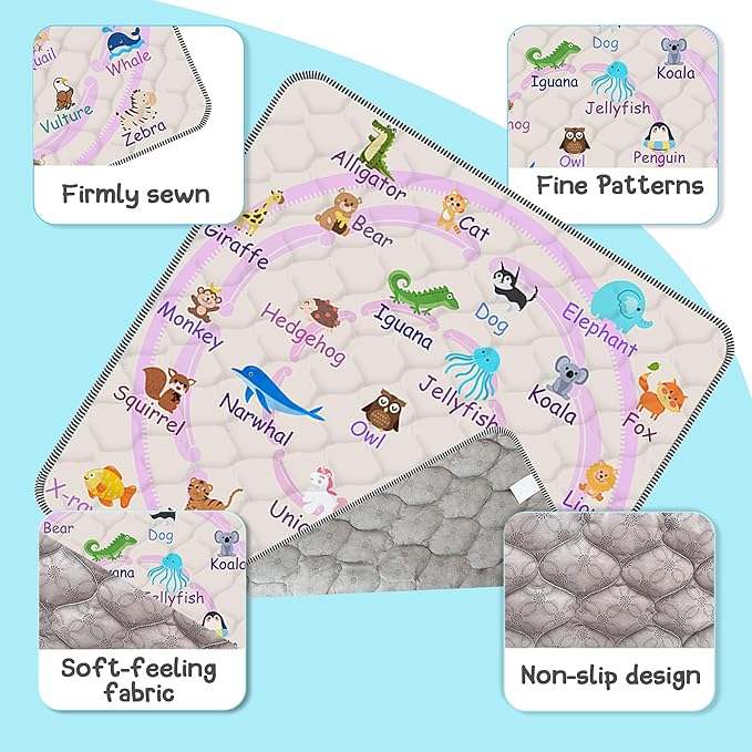 Baby Play Mat，Thick Soft 50" X 50" Playpen mat, Non-Slip and Machine Washable Baby Play Mats for Floor，Crawling Mat for Babies, Toddlers & Infants to Play and Learn (Pink Animal, 50" X 50")