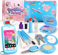Pretend Makeup Kit for Kids 3-5, Blue Fake Makeup Set for Toddlers Girls, Play Makeup Gifts for Little Girls Age 3 4 5 6 7 Year Old, Make Up Toys Birthday (Blue)