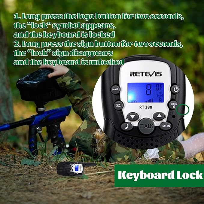 Retevis RT388 Walkie Talkies for Kids,Toys Walkie Talkie for 6-12 Years Old Boys Girls,Kids Toys Gifts for Outside Trip Camping Hiking (Black,1 Pair)