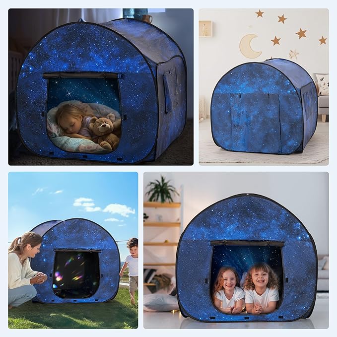 OUTREE Sensory Tent 47 * 47 * 47 in, Starry Night Print, Sensory Tent for Kids with Autism, pop up Play Room