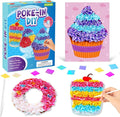 8PCS Poke-in Craft and Art Kit for Kid Dessert Cake Theme No-Mess Fabric Sewing Art Girl Boy 4-12 Puzzle Puncture Painting Ice Cream Donut Toy Gift for Creative Activity Game Birthday Party
