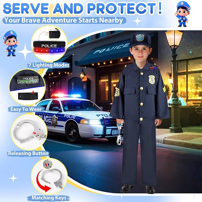 Toddler Dress Up Clothes, Kids Role Play Costumes 4 In 1 Set-Police Doctor Fireman Engineer for Boys Girls Aged 3-8, Career Dress Up Pretend Play Toys, Birthday Halloween Christmas Gifts