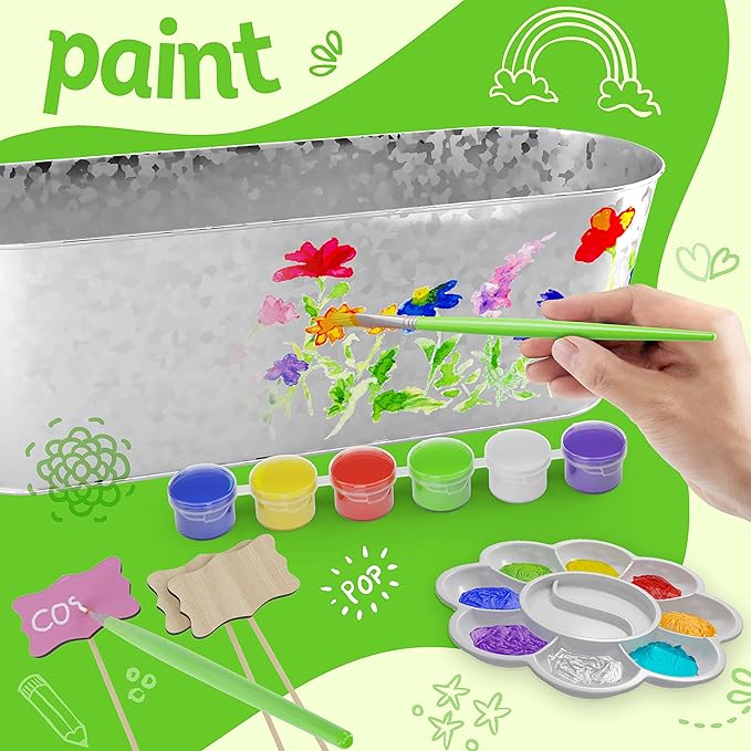 Dan&Darci Paint & Plant Flower Growing Kit for Kids - Gift Ideas Age 5 6 7 8-12 Year Old Girl - Birthday Crafts Gifts for Girls & Boys, Fun Children Gardening Kits, Art Projects for Ages 5-12 Years