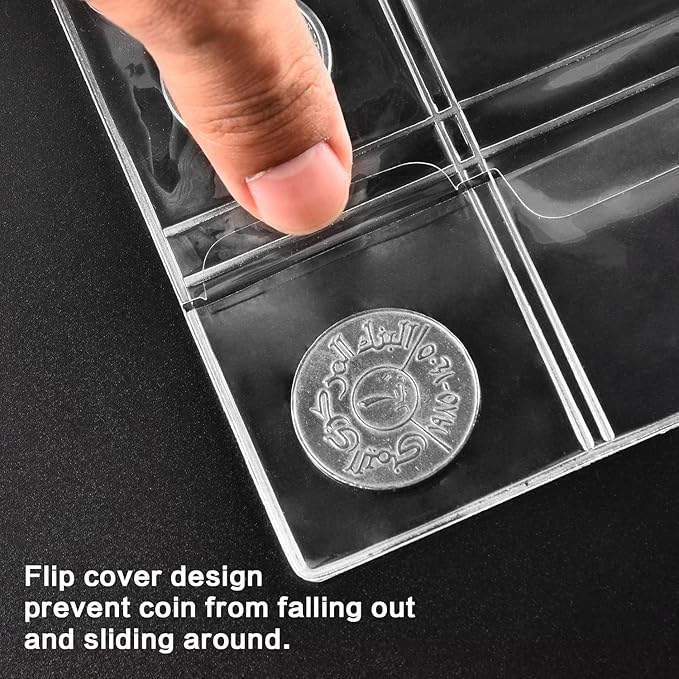 12 Sheets Coin Collection Pages, Coins Pocket Page with 240 Pockets, Coin Binder Inserts Sleeves with Standard 9 Hole for Coin Album. Storage Holder for Currency, Stamp and Other Supplies (20 Pockets)