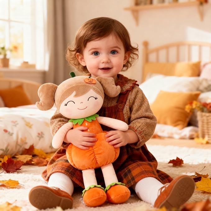Gloveleya Dolls Halloween Pumpkin Baby Girl Gifts Plush Pumpkin Doll Soft Toys Orange 18 inches