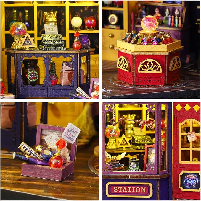 CUTEROOM Miniature House Kits for Adults, Mini Dollhouse Wooden Furniture Kit, DIY Craft Kits Creative Room Tiny House for Decoration-Energy Station