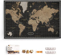 Canvas World Map with Cork Pin Board - English Lettering - Decorative Wall Decoration for All Rooms - Canvas Pictures with World Map Motif (90x60 cm, Pattern 6)