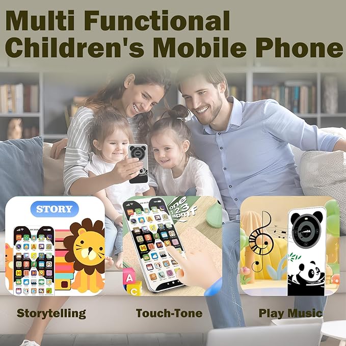 Kids Phone with 10,000+ Educational Content, Rechargeable Toddler Learning Phone with Music & Sounds, Pretend Play Cell Phone for Boys & Girls Ages, Best Gift for Toddler Toys