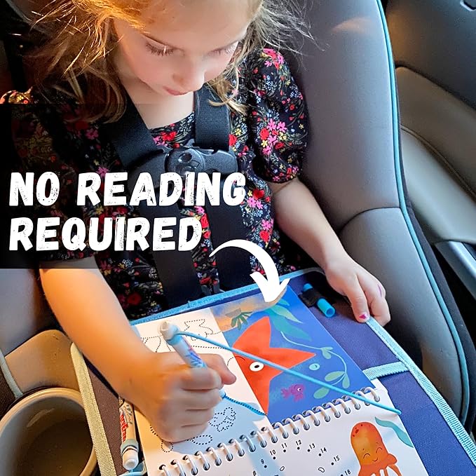 Totebook Kids Travel Educational Activity Book with Washable Markers - Car and Airplane Activities, Learning Toys for Toddlers- Reusable Stickers for Ages 4, 5, 6 (Ocean & Extra Jungle Book)