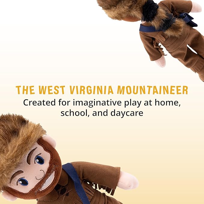 Playtime by Eimmie 14" West Virginia University Plush Doll – Soft Rag Doll Mascot for College Football Fans, Sports-Themed Plush Figure for Kids, Toddlers & Collectors, Surface Washable