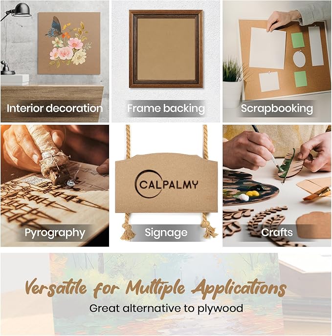 CALPALMY 24-Pack MDF Board 1/8 Inch Thick 12" x 12" Unfinished Wood Panels, 3mm Thick Medium Density Fiberboard Wood Boards for Crafts, Painting, Carpentry, Engraving, Interior Design, and More