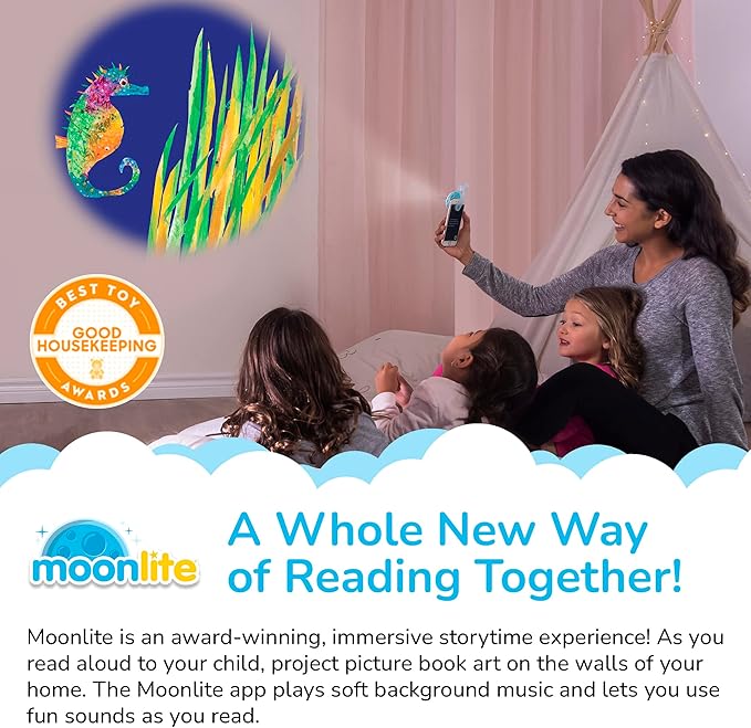 Moonlite Storytime Mini Projector with 4 Eric Carle Stories, A Magical Way to Read Together, Digital Storybooks, Fun Sound Effects, Early Sensory Learning, Gifts for Kids Ages 1 and Up