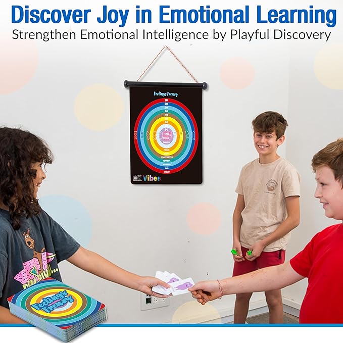 Vibes: Therapy Toys & Therapy Games for Teens & Kids | 2-in-1 Feelings Dartboard Games | Anger Management Tool for Emotional Intelligence & Social Skills | for Therapists, Social Workers & Teachers