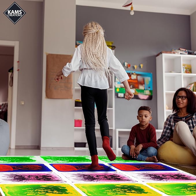Multicolor Sensory Tiles for Autism Liquid Fusion Lava Tiles for Kids Sensory Activity Play Centers for Children, Toddler, Teens 12" X 12" Sensory Toys (Pack of 4)