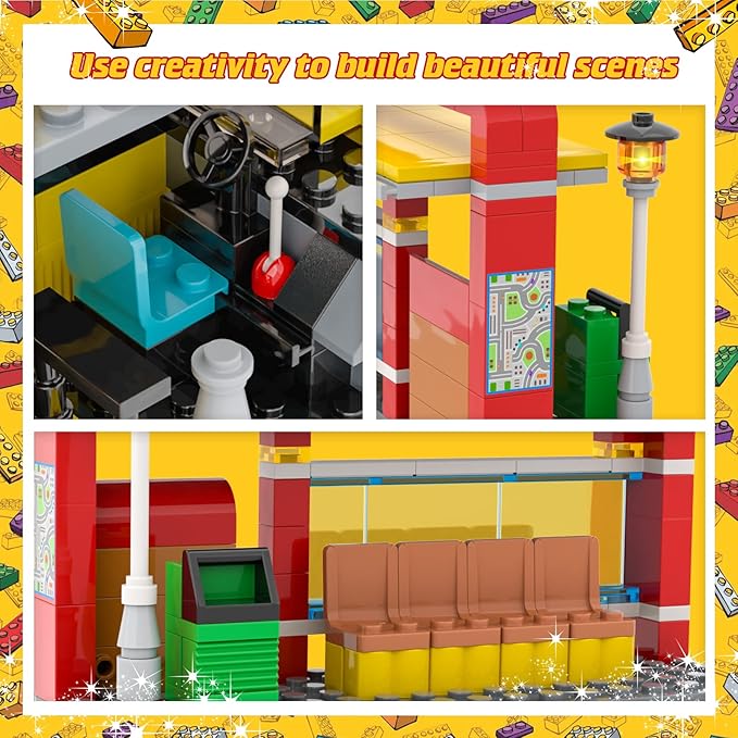 School Bus Building Blocks Set, City School Day Bus Construction Playset with School Bus & Station, Education Learning Roleplay STEM Brick Toys Ideal Gift for Kids, Boys Girls Aged 6+ (488 Pieces)