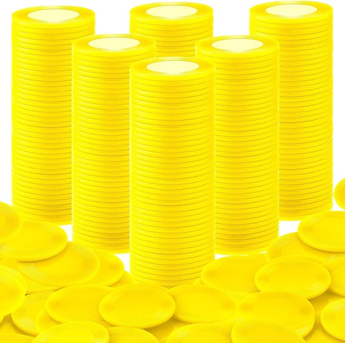 Coopay 600 Pieces Plastic Poker Chips Bingo Chip Bulk Learning Counters Disks Poker Card Game Counting Markers for Math Practice, Game Tokens and Teaching Rewards, 38 mm/ 1.5 Inches (Yellow)