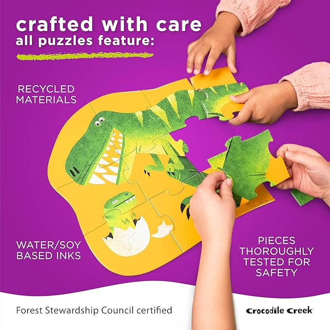 Crocodile Creek 12-Piece Mini Jigsaw Puzzle - Fun Floor Puzzles for Kids Ages 2-4 and Up - Heavy-Duty Shaped Box for Storage - Sweet Unicorn - 12" x 9" Finished