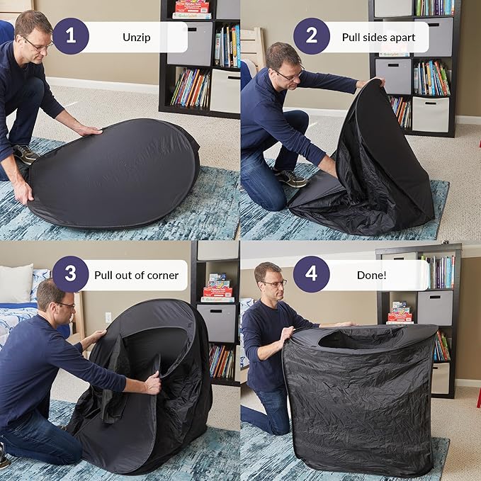 Sensory Play Tent | Calming Hideout for Kids | Sensory Den | Pop-up | Blackout | Indoor Tent | Easy to Setup | Helps with: SPD, Anxiety, ADHD, Autism & More | Single Size