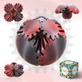 Gear Ball-3D Printed Gear Sphere,3D Printed Spin Ball Cube Fidget Toy,The Steampunk Whirling Wonder Fidget Ball Toy (Black Red)